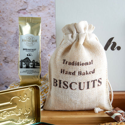 Close up of producs in the Traditional Treats Hamper, a luxury gift hamper from hampers.com UK