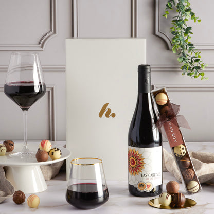 Main image of Red Wine & Belgian Chocolates Hamper, a luxury gift hamper from hampers.com UK