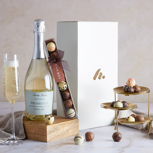 main image of Prosecco & Belgian Chocolates Hamper, a luxury gift hamper from hampers.com UK