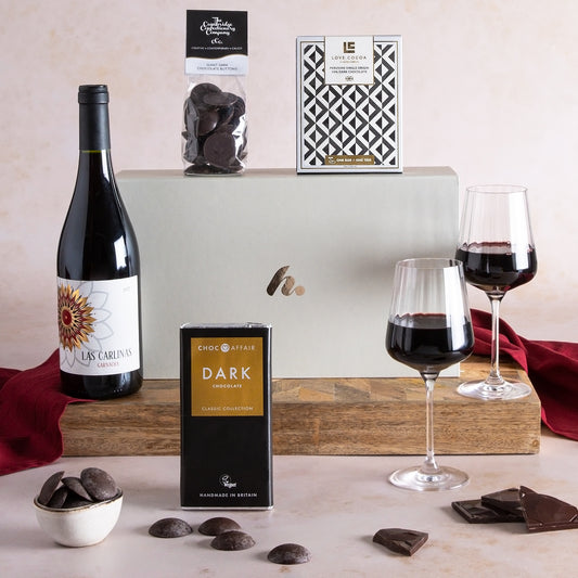 Main Image of Premium Red Wine & Chocolate Gift Box, a luxury gift hamper from hampers.com UK