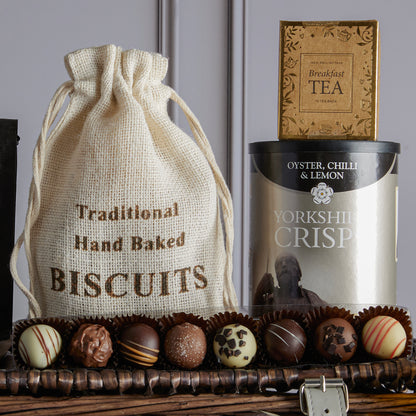 Close up of products in The Regency Hamper, a luxury gift hamper from hampers.com UK