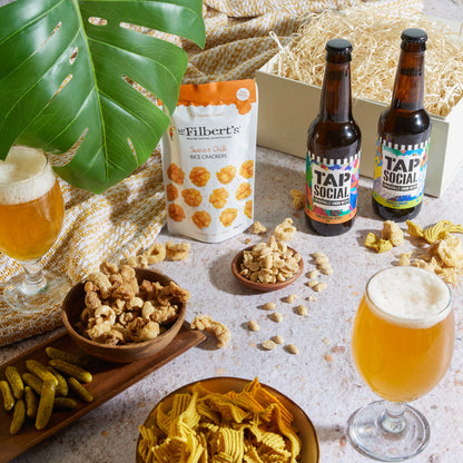 Close up of products in Craft Beer Hamper, a luxury gift hamper from hampers.com UK