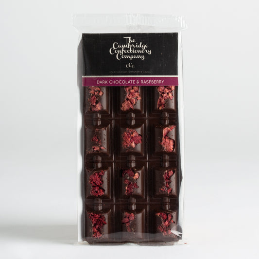 90g The CCC Dark Chocolate with Raspberry Bar