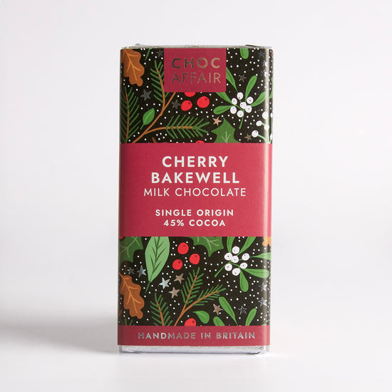 90g Cherry Bakewell Milk Chocolate Bar by Choc Affair