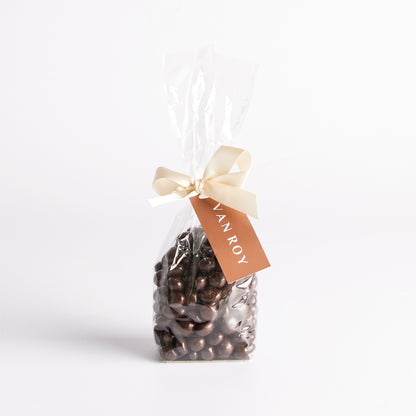 Image of 150g Dark Chocolate Coated Coffee Beans by Van Roy, part of luxury gift hampers from hampers.com UK