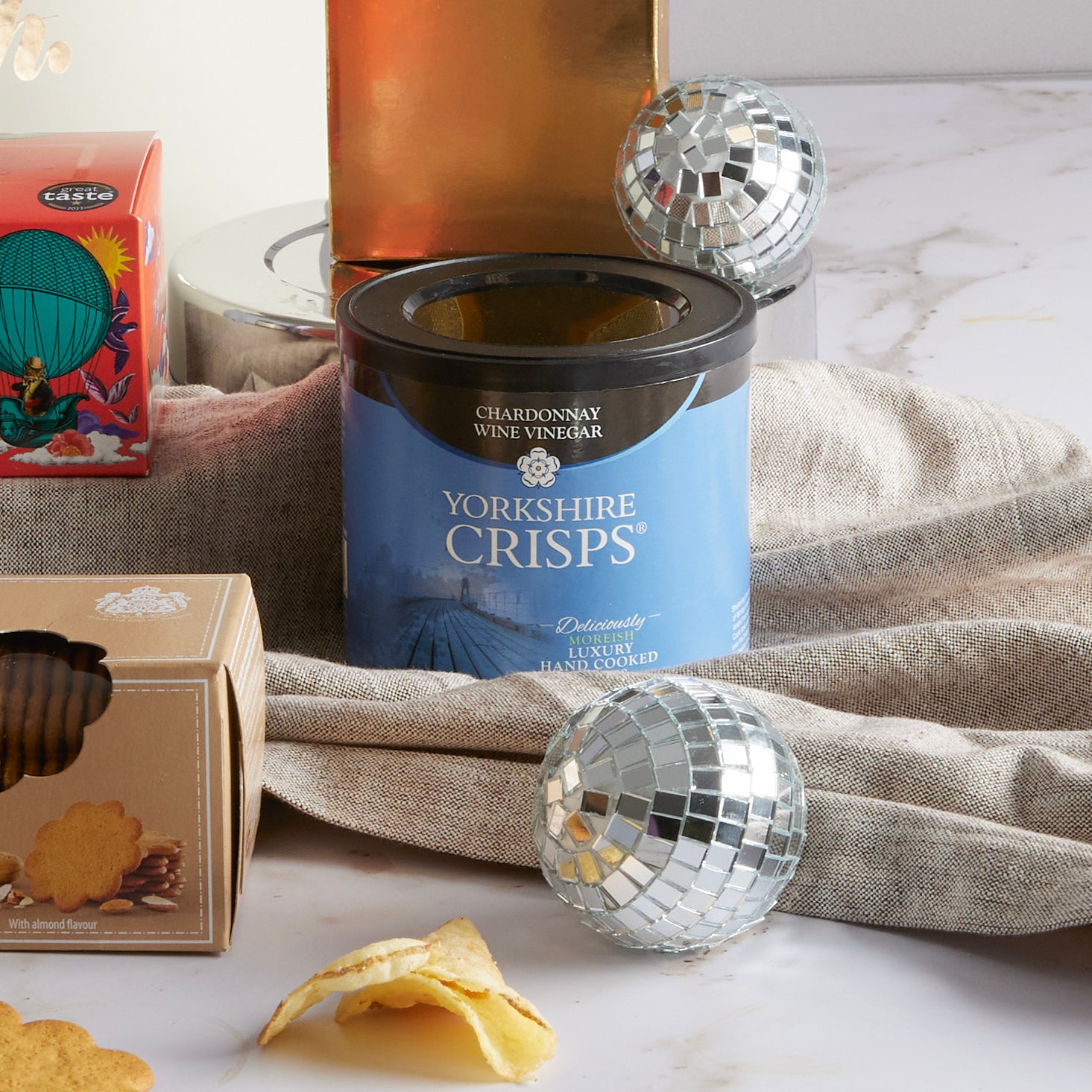 Close up of products in Congratulations Hamper, a luxury gift hamper from hameprs.com UK