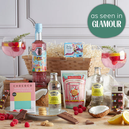 Main image of Flagingo Pink Gin Hamper, a luxury gift hamper from hampers.com UK