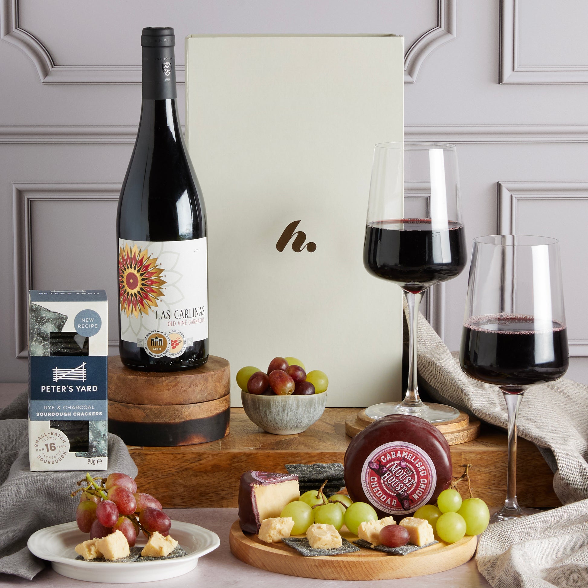 Main image of Classic Wine & Cheese Gift Box, a luxury gift hamper from hampers.com UK