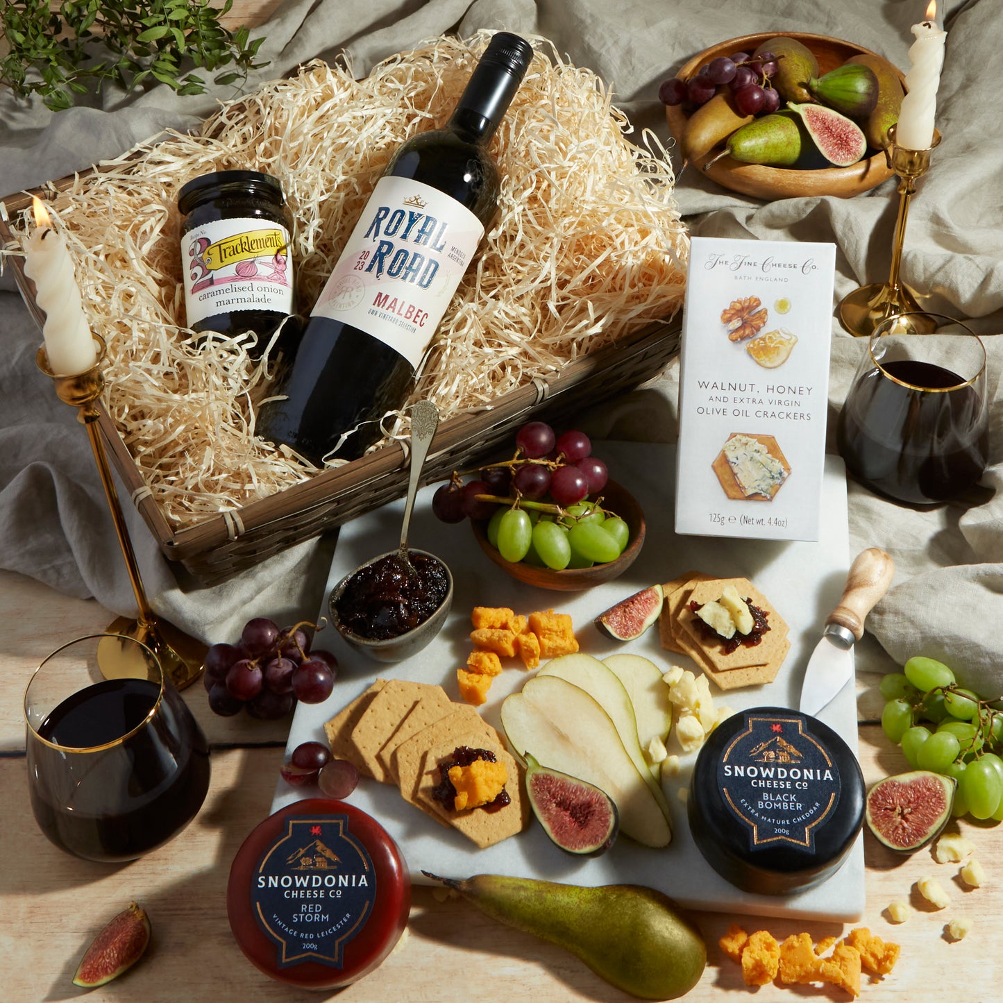 Main image of Cheese & Wine Hamper for Him, a luxury gift hamper from hampers.com UK