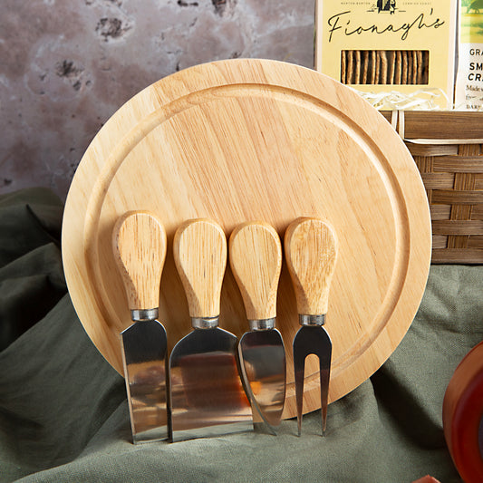 Wooden Cheeseboard with Four Wooden Cheese Knives