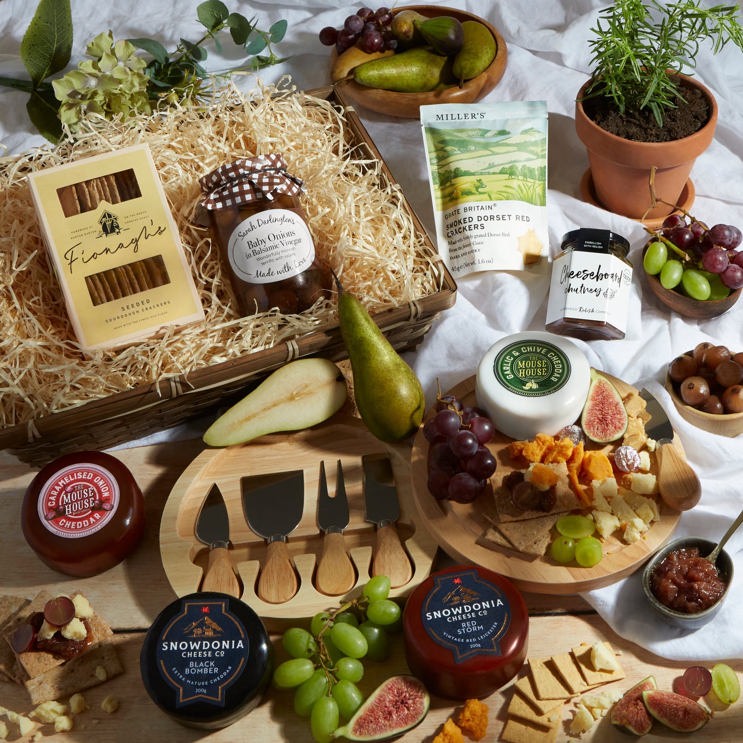 Close up of products in Luxury Cheeseboard Gift Hamper, a luxury gift hamper from hampers.com UK