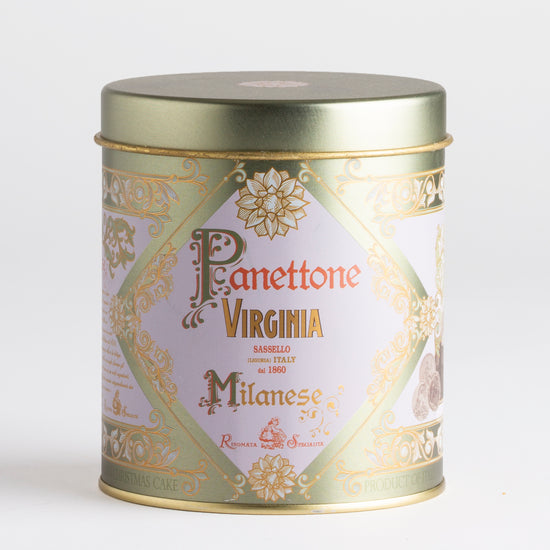 100g Amaretti Virginia Mini Traditional Panettone - Green Nostalgic Tin