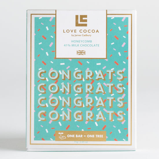 75g Love Cocoa Milk Chocolate Honeycomb Congrats Bar