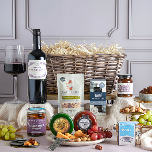 Main image of Luxury Wine, Cheese & Rillette Hamper, a luxury gift hamper from hampers.com UK