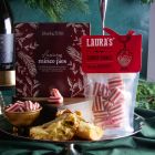 Close up of products in The Holly Jolly Gift Box, a luxury Christmas gift hamper at hampers.com UK