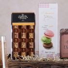 Close up of products in Prosecco Rosé Indulgence Hamper, a luxury gift hamper from hampers.com UK