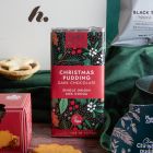 Close up of products in Red Wine & Festive Treats Hamper, a luxury gift hamper from hampers.com UK