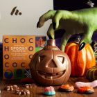 Close up of products in the Trick or Treat Halloween Hamper, part of luxury gift hampers from hampers.com UK