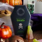 Close up of products in the Trick or Treat Halloween Hamper, part of luxury gift hampers from hampers.com UK