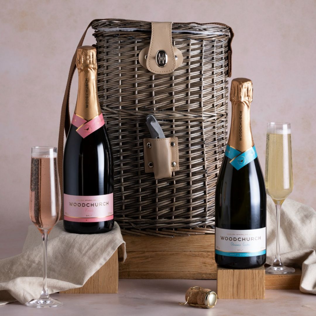 English Sparkling Wine & Wicker Chiller Carrier