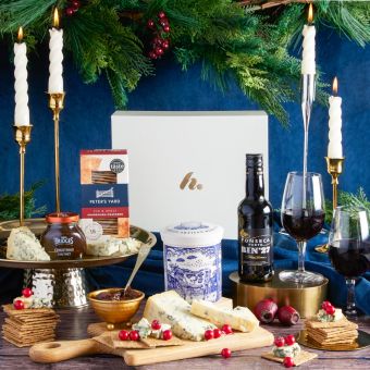 Main image of The Port & Stilton Christmas Gift Box, a luxury Christmas gift hamper at hampers.com UK