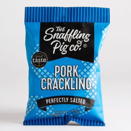 40g Snaffling Pig Pork Crackling Perfectly Salted, part of luxury gift hampers at hampers.com