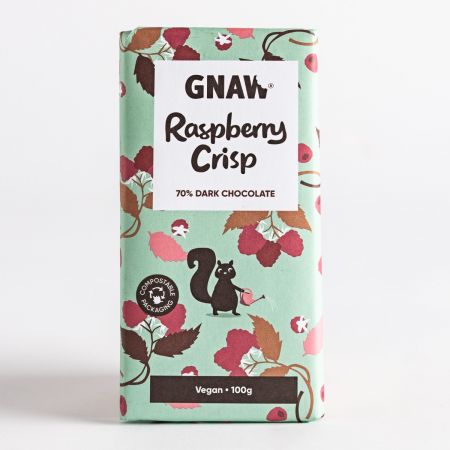 Gnaw Raspberry Crisp Dark Chocolate Bar 100g