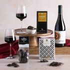 Close up of products in Red Wine & Dark Chocolate Gift Box, a luxury gift hamper at hampers.com