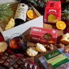 Close up of products in The Festive Night in Hamper, a luxury Christmas gift hamper at hampers.com UK