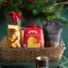 Close up of products in The Gold Standard Christmas Hamper, a luxury Christmas gift hamper at hampers.com UK