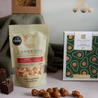 Close up of products in Vegan Hamper, a luxury gift hamper at hampers.com