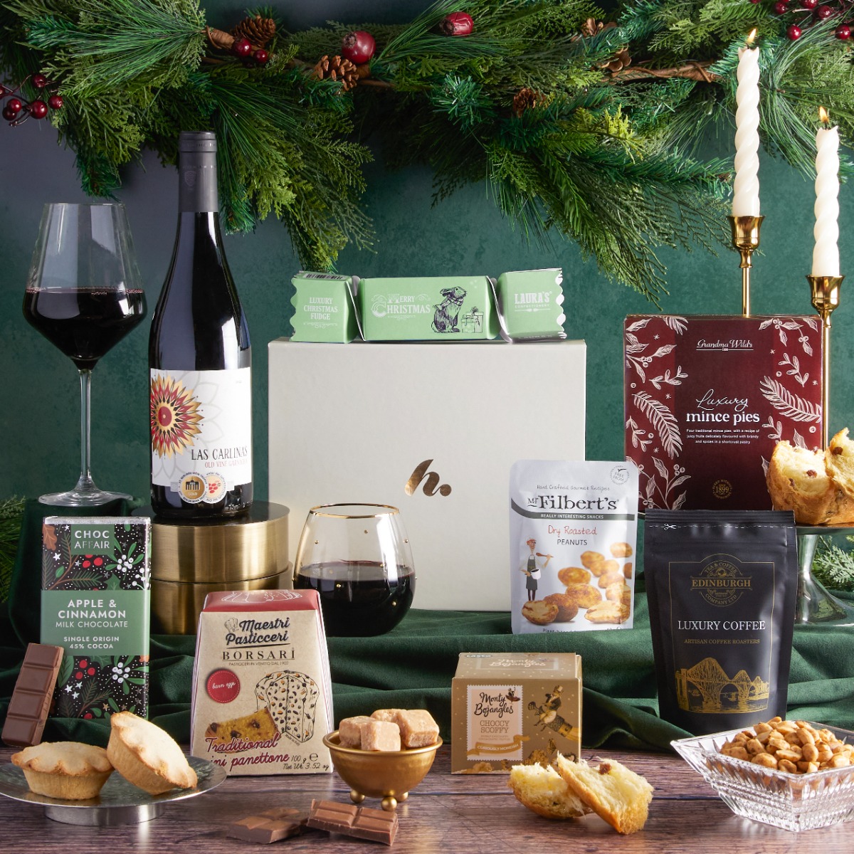  Christmas Cracker Hamper with contents on display