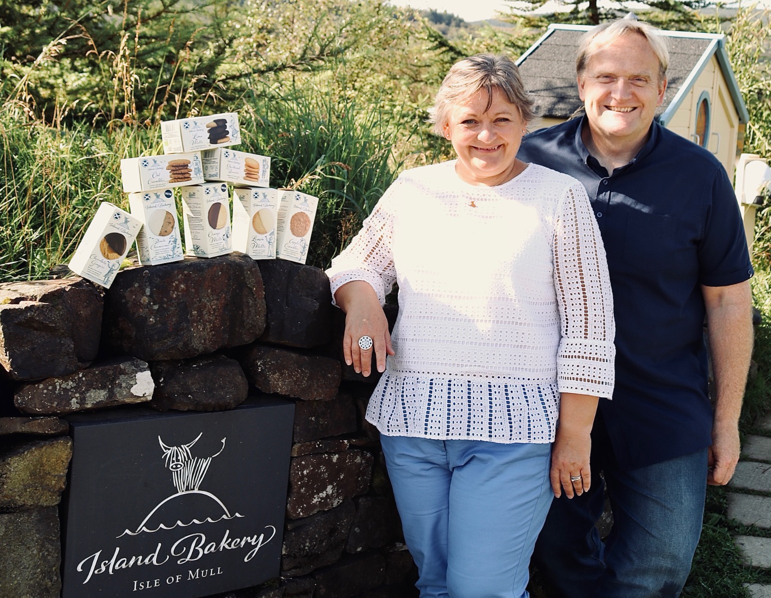 Joe and Dawn Reade with a selection of Island Bakery produce