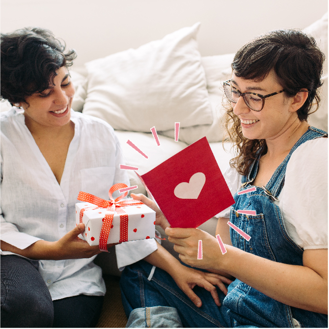 Couple reading a Valentine's Day card