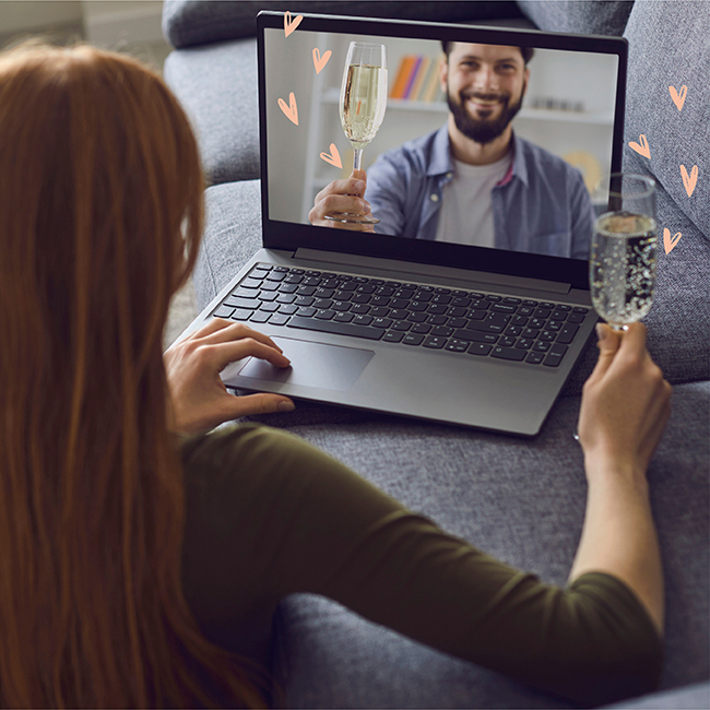 Couple speaking over video call