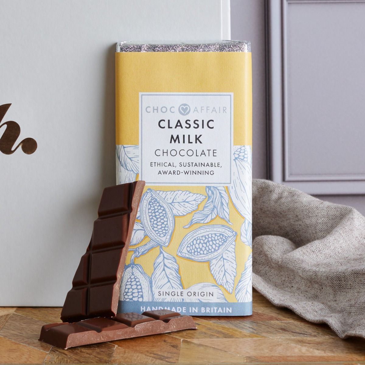 Close up of Choc Affair Chocolate bar for some self-care dry January indulgence