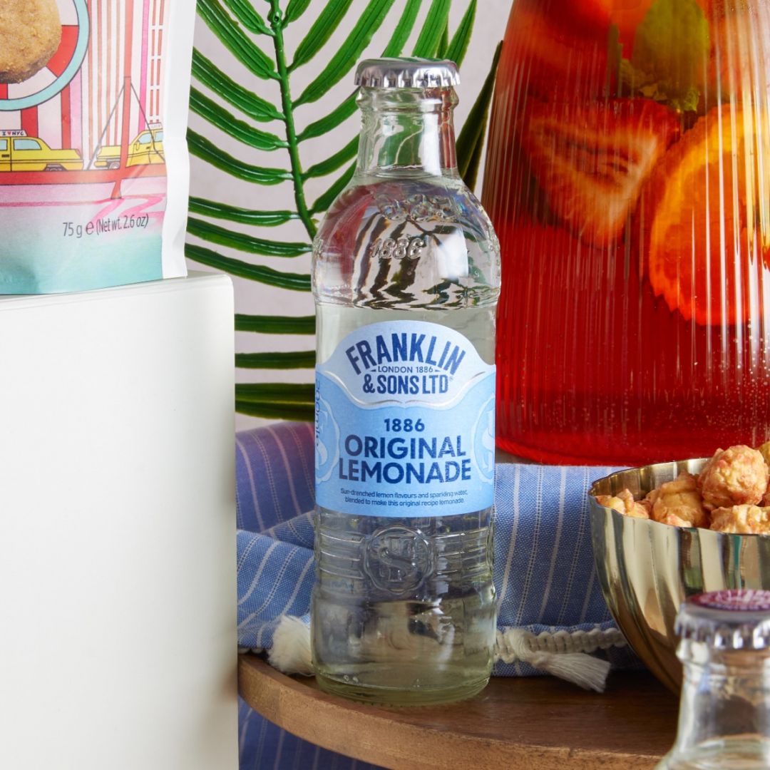 Close up of Franklin & Sons Original Lemonade in the  British Pimm's Summer Hamper